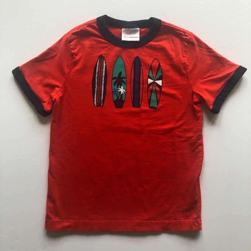 Hanna Andersson Kid's Red Surfboard Graphic Tee